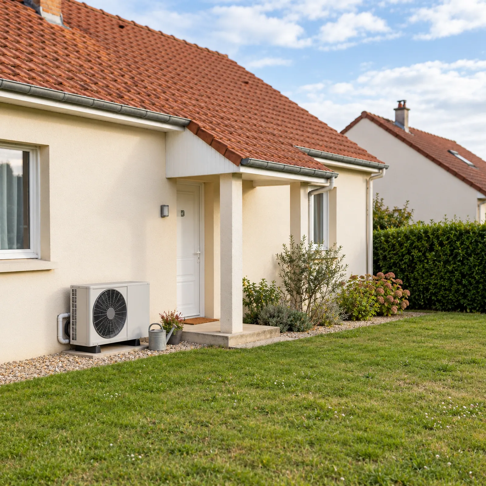 Maison individuelle équipée d'une pompe à chaleur air-eau